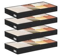 Boîte de rangement sous lit - Pliable - Avec couvercle - Fenêtre PVC - 50 L - 100 x 50 x 10 cm - Lot de 4 pièces
