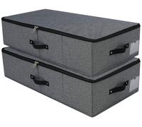 Boîte de rangement sous lit - Pliable - Lot de 2 - 75 x 38 x 18 cm - Tissu Oxford