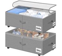 Boîte de rangement sous lit, tissu Oxford 600D, capacité 75 litres, dimensions 72 x 42 x 24 cm, lot de 2, couleur gris