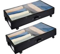 Boîte de rangement sous lit Unyqoos® avec roulettes – 42 litres (78 x 42 x 16 cm), séparateurs réglables, pliable, roulettes à 360°, tissu Oxford 600D et structure en acier revêtue de carbone