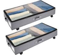 Boîte de rangement sous lit Unyqoos® avec roulettes à 360° et compartiments réglables – 42 litres, 78 x 42 x 16 cm, tissu Oxford 600D, structure en acier revêtue de carbone, fenêtre transparente en PV
