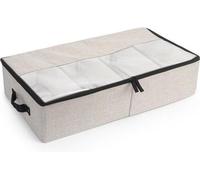 Boîte de rangement sous lit Unyqoos® sur roulettes, en tissu non tissé, dimensions 58 x 30,5 x 14 cm, avec 4 séparateurs, fermeture éclair à double sens, poignée, fenêtre transparente semi-opaque, cou