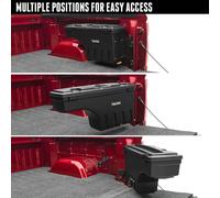 Boîte de rangement SwingCase de la marque UNDERCOVER, modèle SC105D, conçue pour les bennes de camions, compatible avec les modèles Chevy/GMC Silverado/Sierra 2500/3500HD, de couleur noire