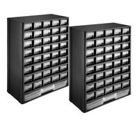 Boîte de rangement - TECTAKE - Lot de 2 casiers à vis avec 41 tiroirs transparents séparables et empilables - Noir/Blanc