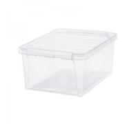 Boîte de rangement transparente 14 litres avec couvercle - Clips Blancs