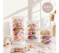 Boîte de rangement transparente 3/4/5 couches pour accessoires de cheveux et bijoux, organisateur de cosmétiques rotatif, grande capacité, design rotatif à 360°, conteneur de rangement de bureau en PE