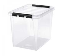 Boîte de rangement transparente 52 litres - Clips Noirs