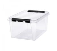 Boîte de rangement transparente avec couvercle 32 litres - Clips Noirs
