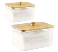 Boîte de rangement transparente Azomor avec couvercle en bambou pour lessive et produits d'entretien