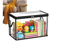 Boîte de rangement transparente pour livres - Conteneur empilable de grande capacité, boîte en plastique épais transparent, étui d'organisation, anti-poussière, pour , collations, literie