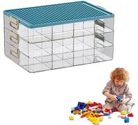 Boîte de rangement transparente Unyqoos® à triple compartiment avec compartiments réglables, empilable, en PP, dimensions : 35,5 x 24 x 17,3 cm – idéale pour les jouets et les articles de loisirs créa