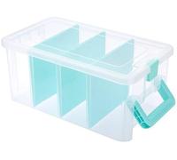 Boîte de rangement transparente Unyqoos® avec couvercle, en plastique, dimensions 35 x 20 x 15 cm, 3 compartiments amovibles, étanche – idéale pour le bureau et les loisirs