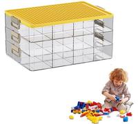 Boîte de rangement transparente Unyqoos® en 3 parties, avec compartiments réglables pour les blocs de construction et les jouets, en PP, dimensions : 35,5 x 24 x 17,3 cm, avec poignée de transport et