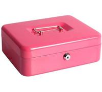 Boîte de rangement Unyqoos® pour l'épargne, avec serrure à clé, rose, 20 x 25 x 9 cm – pour un stockage sûr des pièces et des billets