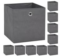 vidaXL 10x Boîtes de Rangement Tissu Non-tissé 32x32x32 cm Gris Coffre Chambre