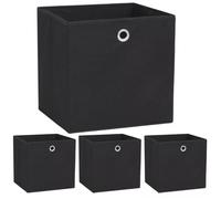 vidaXL Boîtes de rangement Tissu non-tissé 4 pièces 32×32×32 cm Noir