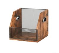 Boîte de rangement vintage en bois massif pour disques vinyles avec design rétro pour décoration d'intérieur, studio de musique ou salon, finition marron, 37 x 29 x 29 cm