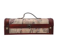 Boîte de rangement vintage en bois pour une bouteille de vin rouge ou de champagne, coffret cadeau pour vin en bois massif avec poignée en corde et couvercle rabattable, finition