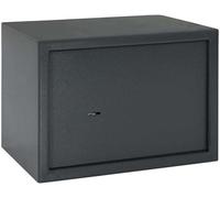 Boîte de sécurité métallique avec serrure à loquet, boîte en acier de 35x25x25 cm de couleur gris foncé, espace de rangement sécurisé pour objets de valeur et documents dans un bureau à domicile, desi