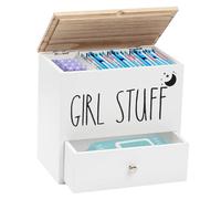 Boîte de Serviette Hygiénique de Toilette, Organisateur pour Tampons Serviettes Hygiéniques Coton-Tiges, Boîte de Rangement Serviette Hygiénique, pour Produits Féminins Toilette, 24x14.1x22.2 cm