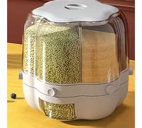 Boîte de stockage séparée pour grains Seau à riz rotatif Réservoir de stockage de haricots de qualité alimentaire Grand 6.5kg Blanc