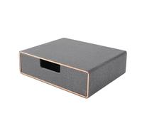 Boîte de tiroir XNONE A4, en cuir PU, organisateur de bijoux et cosmétiques, ouverture U, coutures cousues à main, gris