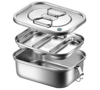 Boîte Déjeuner 304 1200ml Étanche Compartiments Boîte Déjeuner(2400ML) | Acier 304 alimentaire, joint étanche, 2-3 compartiments, , pour idéal école travail
