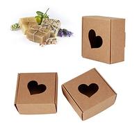 Boîte d'emballage de 50 pièces, boîte-cadeau de faveur de mariage en papier kraft 65x65x30mm/2.6x2.6x1.2in petit emballage de savon fait maison pour bonbons biscuits affichage de