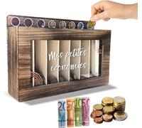 Boîte d'épargne en bois multifonctionnelle avec compartiments pour économiser - Idéal pour les enfants ou les adultes