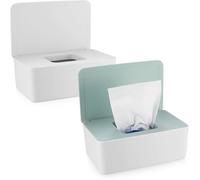 Boîte distributrice de lingettes (lot de 2), distributeur de lingettes pour bébé, étui de rangement pour mouchoirs secs et humides