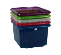 EDA Boîte de rangement Funny Box 30 L – Avec couvercle – Emboîtable superposable – Naturel