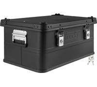 Boîte en aluminium avec couvercle Noir 50 litres Boîte en métal Boîte de transport Boîte de rangement Verrouillable trucky