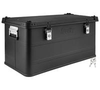 Boîte en aluminium avec couvercle Noir 90 litres Boîte en métal Boîte de transport Boîte de rangement Verrouillable trucky