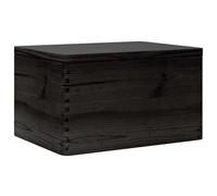 Boîte en Bois avec Couvercle Noir 40x30x23cm Bois de Pin Massif | Rangement polyvalent, couvercle à charnière, pin massif, grain droit, usage chambre bureau
