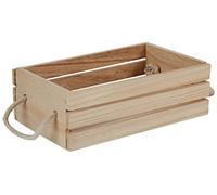 Boîte en bois avec poignée à cordon 18 x 10 x 5,5 cm, Naturel