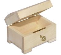 Boîte en bois - Creative Deco - Petite boîte avec clé - 10 6 x 7 5 x 7 5 cm - Personnalisable - Beige
