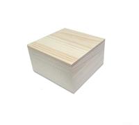 Boîte en bois de pin naturel avec couvercle supérieur et inférieur pour le rangement de bijoux et l'organisation des souvenirs pour les projets de peinture, de découpage ou de pyrogravure sur étagère