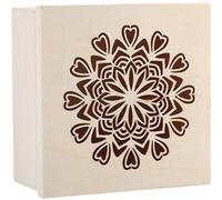 Boîte en bois mandala coeur 15x15cm - graine créative G