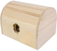Boîte en bois non peinte avec un couvercle à charnière qui peut être utilisée comme boîte à bijoux, coffre au trésor pour le rangement, style D (style C)