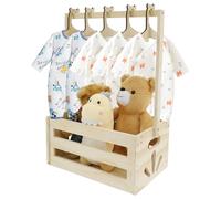 Boîte en bois pour fête prénatale, panier de bébé avec 5 cintres et poignée, panier cadeau en bois pour garçons et filles, grossesse, nouveaux parents