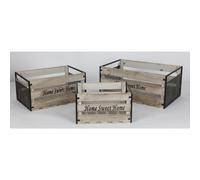 Boîtes en bois Home Set de 3 paniers Rangement Décoration Boîte de rangement Habitat