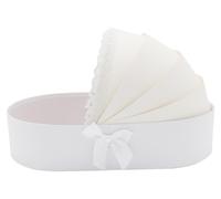 Boîte en carton pour berceau, de couleur blanche, dimensions : 36,3 x 21,6 x 8,1 cm