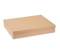 Boîte en carton rectangulaire avec couvercle en carton certifié FSC 24,7 x 34,7 x 6,4 cm, Marron Naturel.
