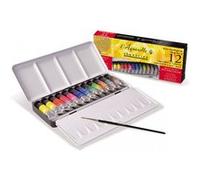 Aquarelles Sennelier - boîte métallique 12 tubes 10 ml + 1 pinceau