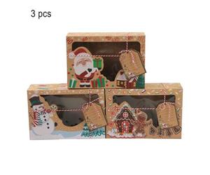 Boîte En Papier Kraft De Grande Taille Pour Biscuits Et Bonbons De Noël, Avec Fenêtre En Plastique Pvc, Coffret Cadeau En Carton Pour Pain D'épices Et Chocolat, 6 Pièces/Ensemble