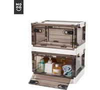 Boîte en plastique empilable de 24 litres avec couvercle et ouvertures, transparente noir et blanc