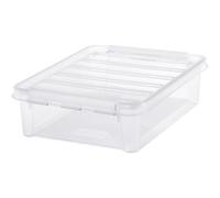 Boîte en plastique plate avec couvercle 7,5 litres - Clips Blancs