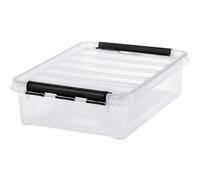 Boîte en plastique plate avec couvercle 7,5 litres - Clips Noirs