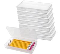Boîte en plastique pour stylos à bille, lot de 8, 19,5 x 11,5 x 3 cm, rangement de bureau