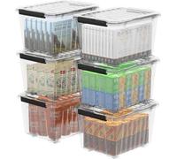 Boîte en plastique transparent, plastique, transparent, 55,5 x 40,5 x 36 cm, 55 litres, lot de 6
